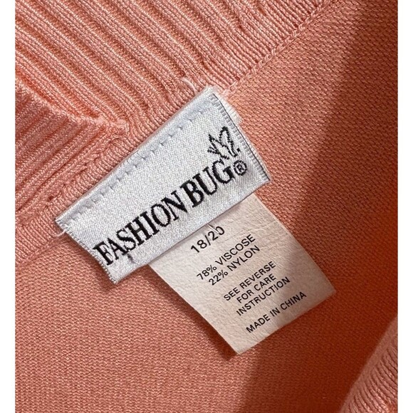 Vtg Fashion Bug Women's V-neck Short Sleeve Sweater Peach Pink Ombré Y2K 18/20 - Picture 3 of 6